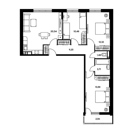 
  Продается 3-комн. квартира, 73.87 м², ЖК Гринсайд, 5.1-5.5
. Фото 1.