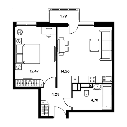
  Продается 2-комн. квартира, 39.26 м², ЖК Гринсайд, 5.1-5.5
. Фото 1.