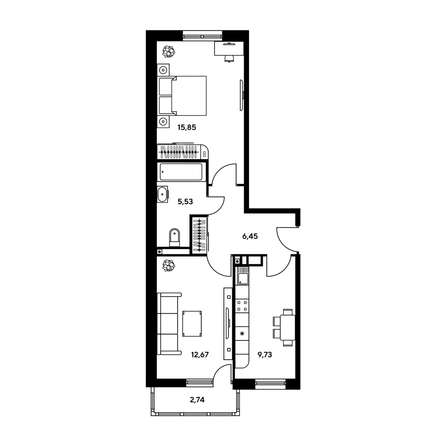 
  Продается 2-комн. квартира, 49.97 м², ЖК Гринсайд, 5.1-5.5
. Фото 1.