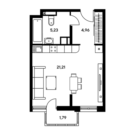 
  Продается 2-комн. квартира, 44.47 м², ЖК Гринсайд, 5.1-5.5
. Фото 1.