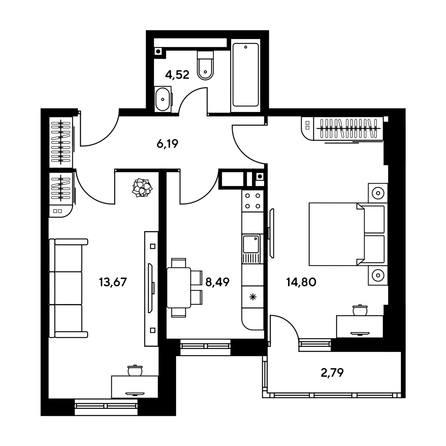 
  Продается 2-комн. квартира, 53.6 м², ЖК Гринсайд, 5.1-5.5
. Фото 1.