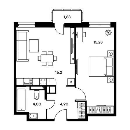 
  Продается 2-комн. квартира, 41.86 м², ЖК Гринсайд, 5.1-5.5
. Фото 1.