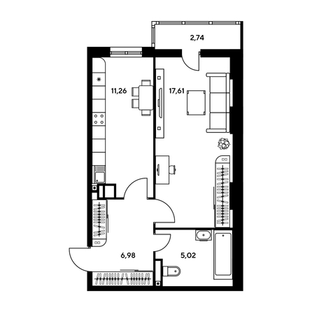 
  Продается 1-комн. квартира, 44.2 м², ЖК Гринсайд, 3.1-3.4
. Фото 1.