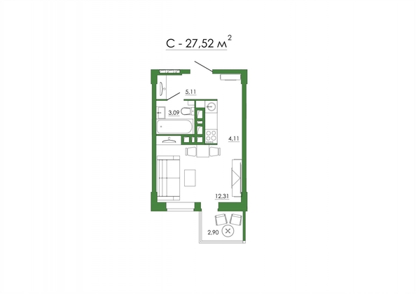 
  Продается студия, 26 м², Магнитогорская ул, д. 2
. Фото 13.