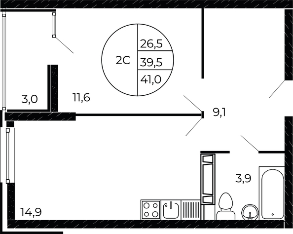 
  Продается 2-комн. квартира, 40.25 м², ЖК Флора, литера 1.2
. Фото 1.