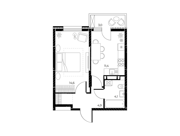 
  Продается 1-комн. квартира, 35.9 м², ЖК Панорама на Театральном, литера 1
. Фото 1.