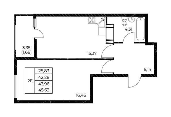 
  Продается 1-комн. квартира, 45.63 м², ЖК Звезда Столицы 2
. Фото 1.