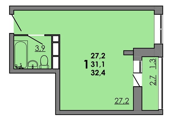 
  Продается студия, 32.2 м², ЖК Gray (Грэй), кв-л 11-2
. Фото 2.