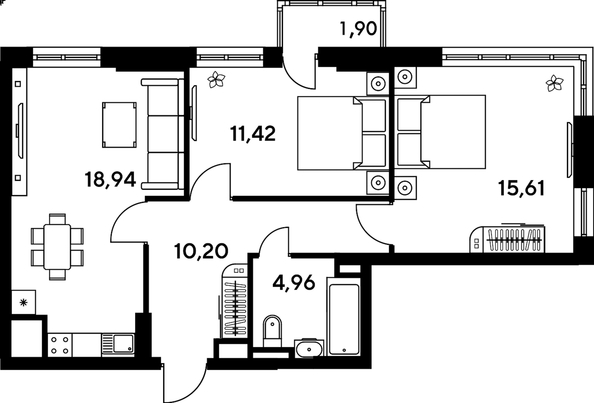 
  Продается 3-комн. квартира, 64.46 м², ЖК Малина Парк, дом 4
. Фото 1.