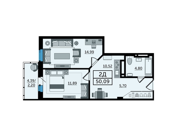 
  Продается 2-комн. квартира, 54 м², Ворошиловский пр-кт, д. 82/4
. Фото 11.