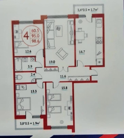 
  Продается 4-комн. квартира, 100 м², 1-я Ковровая ул, д. 67
. Фото 20.