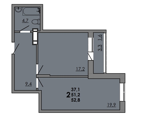 
  Продается 2-комн. квартира, 52.65 м², ЖК Gray (Грэй), кв-л 11-2
. Фото 1.