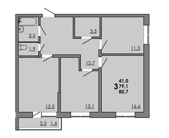 
  Продается 3-комн. квартира, 80.4 м², ЖК Gray (Грэй), кв-л 11-2
. Фото 1.