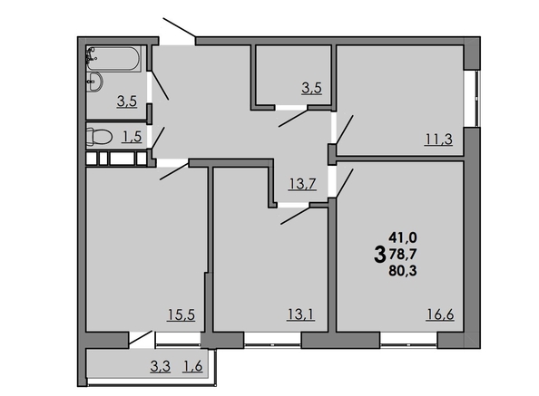 
  Продается 3-комн. квартира, 80.25 м², ЖК Gray (Грэй), кв-л 11-2
. Фото 1.