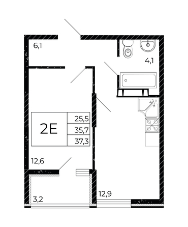 
  Продается 1-комн. квартира, 37.3 м², ЖК Флора, литера 2.2
. Фото 1.