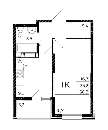 
  Продается 1-комн. квартира, 36.8 м², ЖК Флора, литера 2.2
. Фото 1.