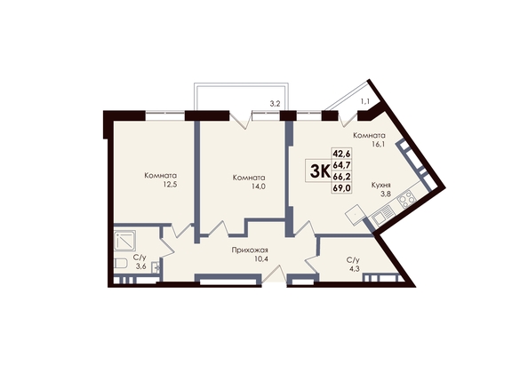 
  Продается 3-комн. квартира, 66.2 м², ЖК ACADEMIA (Академия)
. Фото 1.