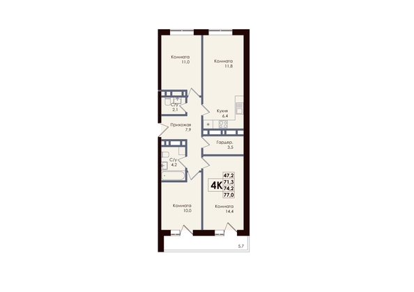 
  Продается 4-комн. квартира, 74.2 м², ЖК ACADEMIA (Академия)
. Фото 1.