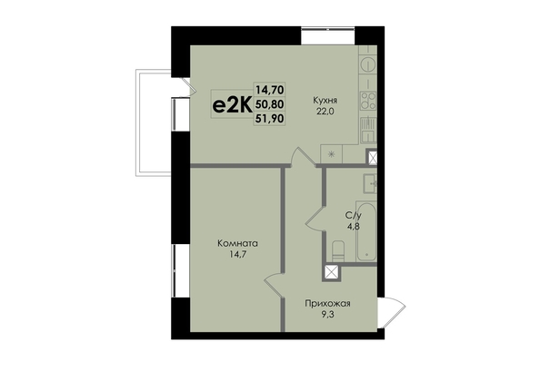 
  Продается 2-комн. квартира, 51.9 м², ЖК Botanika (Ботаника), дом 1
. Фото 1.