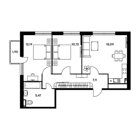 
  Продается 3-комн. квартира, 56.79 м², ЖК Малина Парк, дом 1
. Фото 1.