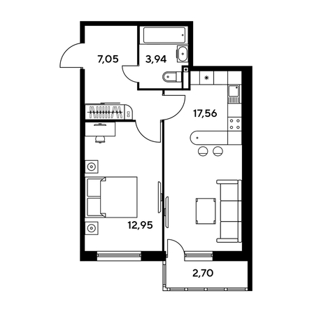 
  Продается 2-комн. квартира, 45.04 м², ЖК Малина Парк, дом 1
. Фото 1.