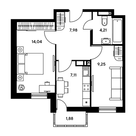 
  Продается 1-комн. квартира, 37.95 м², ЖК Гринсайд, 5.1-5.5
. Фото 1.