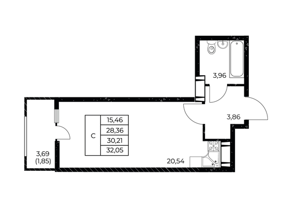 
  Продается студия, 32.05 м², ЖК Звезда Столицы 2
. Фото 1.