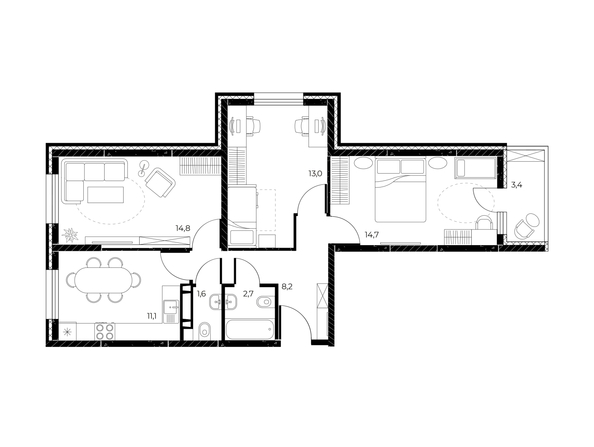
  Продается 3-комн. квартира, 67.8 м², ЖК Панорама на Театральном, литера 1
. Фото 1.