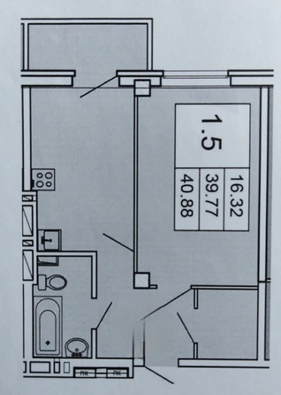 
  Продается 1-комн. квартира, 42.4 м², 40-летия Победы пр-кт, д. 63
. Фото 24.