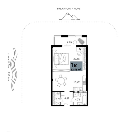 
  Продается апартамент 62.56 м², в АО Парк Плаза. Фото 1.