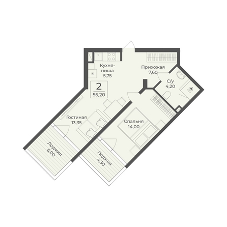 
  Продается апартамент 55.2 м², в АК Тамерун, корп 2. Фото 7.
