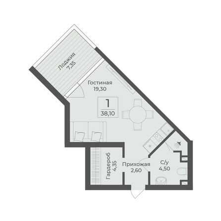 
  Продается апартамент 38.1 м², в АК Тамерун, корп 2. Фото 7.