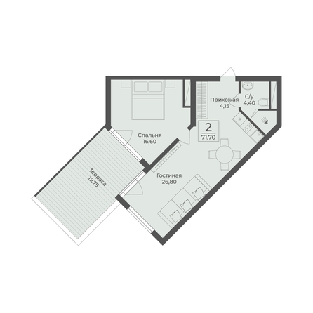 
  Продается апартамент 71.7 м², в АК Тамерун, корп 2. Фото 7.