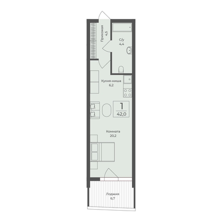 
  Продается апартамент 42 м², в АО Форос. Фото 2.