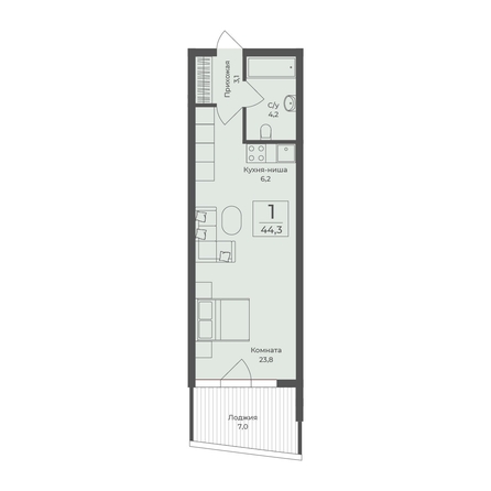 
  Продается апартамент 44.3 м², в АО Форос. Фото 2.