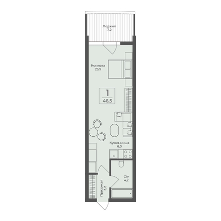 
  Продается апартамент 46.5 м², в АО Форос. Фото 2.