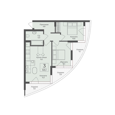 
  Продается апартамент 63.1 м², в АО Форос. Фото 2.