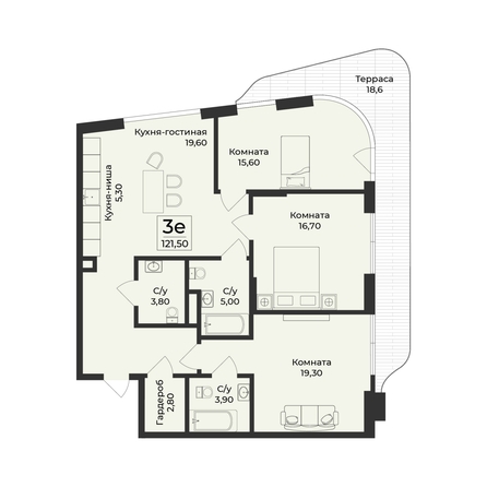 
  Продается 4-комн. квартира 121.5 м², в ЖК Нега. Фото 2.