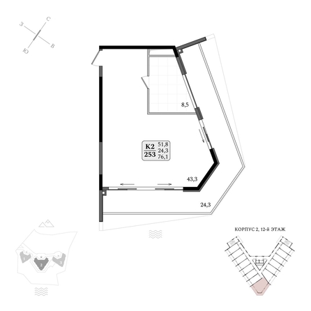 
  Продается апартамент 76.1 м², в АК Летто. Фото 1.