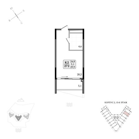 
  Продается апартамент 29.9 м², в АК Летто. Фото 1.