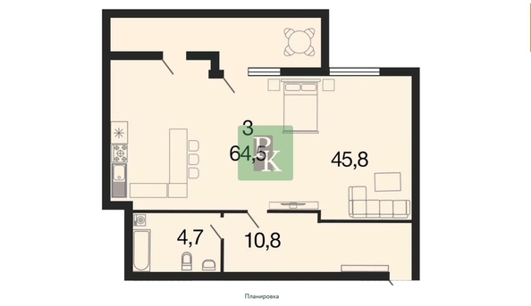 
  Продается апартамент 64.5 м². Фото 12.