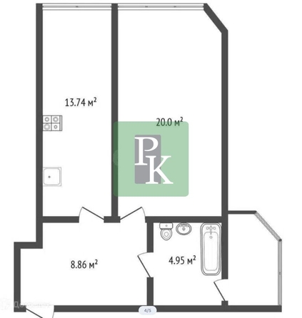 
  Продается 1-комн. квартира 48 м². Фото 21.