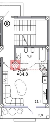 
  Продается апартамент 28.8 м². Фото 8.