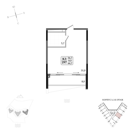 
  Продается апартамент 44.7 м², в АК Летто. Фото 2.