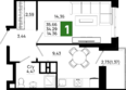 Октябрь Парк, 5.2: Планировка 1-комн 35,66 м²