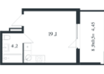 Новая Елизаветка, литер 3: Планировка Студия 27,35, 27,75 м²