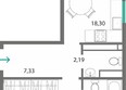 Горизонты 1: Планировка 2-комн 65,04 м²