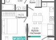 Розмарин: Планировка 1-комн 39,45 м²