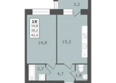 Есенин: Планировка 1-комн 42,4 м²