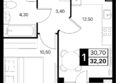 Эстет, литер 47.2: Планировка 1-комн 32,2, 32,4 м²